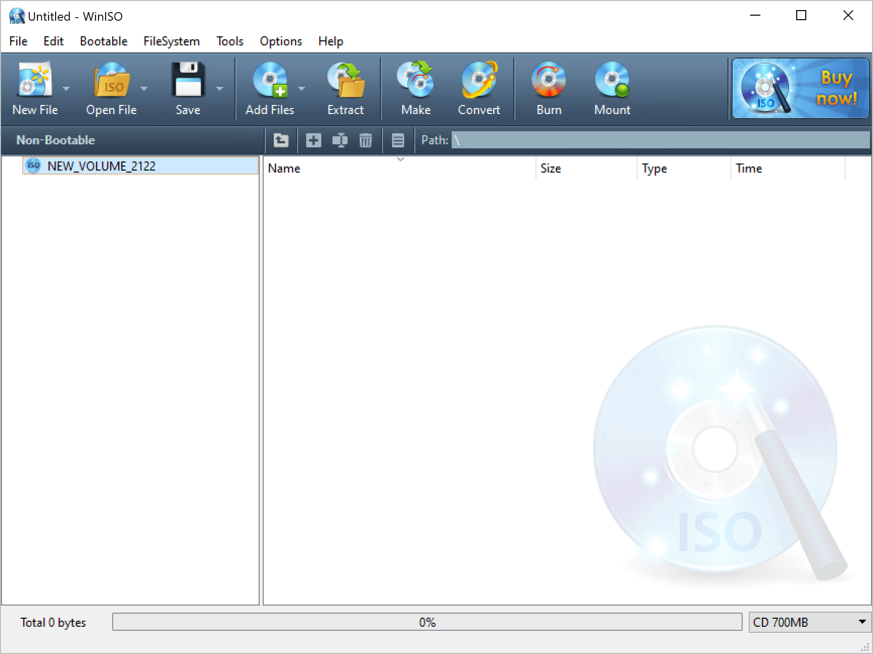 WinISO 6 - Blank Window - Windows 10